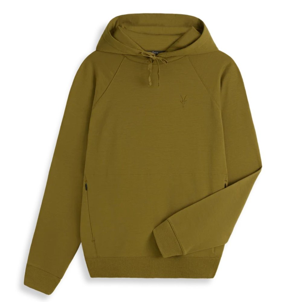 Ibex Men's Hero Hoodie Wool Sweatshirt Sweater, olive green, Large